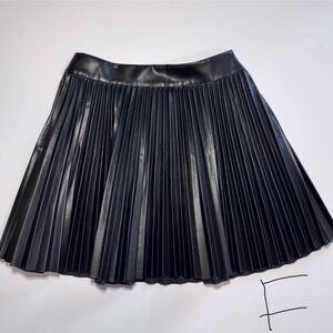 Black Pleated Vegan Leather Skirt